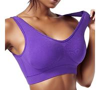 Generisch 2026 - Soutien-gorge de sport MID Keyhole sans coutures pour femme avec coussinets amovibles - Vêtement de service - Soins pour femmes, lilas, XL