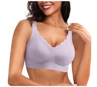 Generisch 2026 - Soutien-gorge sans coutures pour femme, sans armatures, soutien-gorge push-up ondulé, doux et confortable, soutien-gorge couvrant tous les jours - Petit bustier pour femme, lilas, M