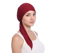 Generisch 2026 - Stretch Wrap Turban Coton Chapeau Queue Femmes Cheveux Musulman Écharpe Frison Casquettes de Baseball Casquette Visière Courte, Bordeaux, taille unique