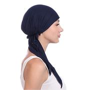 Generisch 2026 - Stretch Wrap Turban Coton Chapeau Queue Femmes Cheveux Musulman Écharpe Frison Casquettes de Baseball Casquette Visière Courte, Marine, taille unique