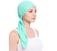 Generisch 2026 - Stretch Wrap Turban Coton Chapeau Queue Femmes Cheveux Musulman Écharpe Frison Casquettes de Baseball Casquette Visière Courte, vert, taille unique