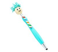 Generisch 2026 Stylo à bille 1 ml avec tête de poupée charmante visage de dessin animé 3D comme stylo d'écran élégant ou idée cadeau de Noël (D, 15,3 x 1,4 cm)