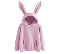 Generisch 2026 Sweat-shirt long à manches capucins pull femmes haut lapin chemisier femme, Rose, S