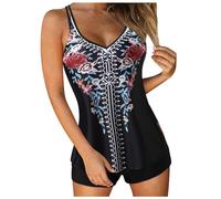 Generisch 2026 - Tankini Maillots de bain pour femmes été Deux pièces Maillots de bain Imprimé Sling Swim Débardeur avec short Maillot de bain de plage Hauts fous, rouge, XXL