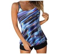 Generisch 2026 - Tankini Maillots de bain pour femmes été Deux pièces Maillots de bain Imprimé Sling Swim Débardeur avec short Maillot de bain de plage Hauts fous, lilas, M