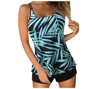Generisch 2026 - Tankini Maillots de bain pour femmes été Deux pièces Maillots de bain Imprimé Sling Swim Débardeur avec short Maillot de bain de plage Hauts fous, bleu, M