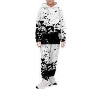 Generisch 2026 Tenues et ensembles pour garçons avec capuche, pull imprimé à manches longues avec pantalon, vêtements de loisirs confortables pour tout-petits et enfants, tissu doux, Blanc., 18-24