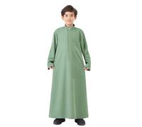 Generisch 2026 Thobe arabe, thobe musulman, caftan à manches longues, robe à col rond, costume national, ensemble de robes brodées à manches longues pour adolescents, vert, 4-5 ans