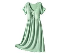 Generisch 2026 - Thread Robe de maternité fine à col rond à manches courtes pour l'allaitement Robe de grossesse à manches courtes qui porte des collants à motifs pour femmes, vert, XXL
