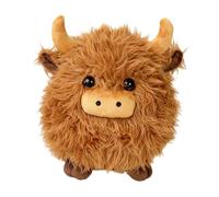 Generisch 2026 - Vache écossaise mignonne en peluche avec option porte-clés - Peluche taureau douce et douillette pour enfants et adultes (marron, 27 x 28 x 2 cm)