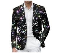 Generisch 2026 Veste à paillettes pour soirée formelle, robe de soirée brodée scintillante pour dîner de mariage, événement d'affaires, vêtements d'extérieur tendance, Noir , 3XL