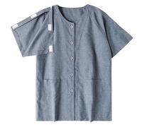 Generisch 2026 Vêtements européens et de soins pour hommes, ample, confortable, pas besoin de se déshabiller, haut de chemise à manches courtes pour la récupération postopératoire, bleu, XL