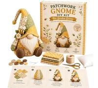 Generisch 2027 Animal Patchwork DIY - Créez vos propres animaux mignons : nain de jardin, chat patchwork 3D, projet de couture pour adultes débutants & (jaune, 10 cm)