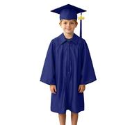 Generisch 2027 Garçons Filles Unisexe Préscolaire Maternelle Col rabattu Robe de remise de diplôme Chapeau Ensemble avec pompon pour taille enfant, bleu foncé, 6-7 ans