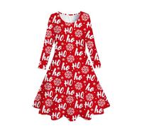 Generisch 24 histoires de l'Avent 10 enfants tout-petits filles arbres de Noël imprimé cerf Noël manches longues fête princesse robe bleue, Blanc., 4-5 ans