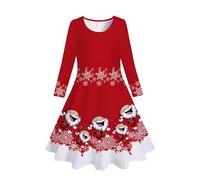Generisch 24 histoires de l'Avent 10 enfants tout-petits filles arbres de Noël imprimé cerf Noël manches longues fête princesse robe bleue, rouge, 4-5 ans