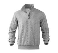 Generisch 24TEMU Border Pull européen et décontracté à col montant zippé avec tricot jacquard ample Automne/Hiver Pull à capuche à manches longues pour homme, Gris clair., M