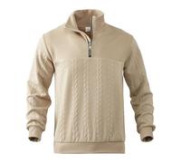 Generisch 24TEMU Border Pull européen et décontracté à col montant zippé avec tricot jacquard ample Automne/Hiver Pull à capuche à manches longues pour homme, kaki, 3XL