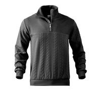 Generisch 24TEMU Border Pull européen et décontracté à col montant zippé avec tricot jacquard ample Automne/Hiver Pull à capuche à manches longues pour homme, Noir , XXL