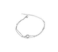 Generisch 4 Avec Pour Mamie Bracelet Bijoux Design Exquisite And Versatile Women's Double Loop Bracelet Bleu Largeur Cadeau Argent Bracelet Classique Bracelet (Silver, One Size)