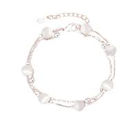 Generisch 4 Femmes Argent Anneaux Women Personality Fashion All Double Layer Hand Jewelry Phrases Perlé En Quartz Bijoux (SL1, One Size)