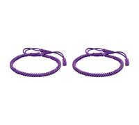 Generisch 4 Largeur Cadeau Argent Ensembles Anneaux Woven Rope Knot Bracelets For Mens Womens Avec Perlé Bracelet Bijoux (Purple*2, One Size*2)