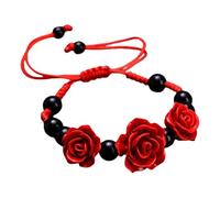 Generisch 4 Rhodonite Naturelle Valentin Argenté Anneaux style ethnique, pour femme 4 Messages Bracelet En Bijoux (Red, 17)