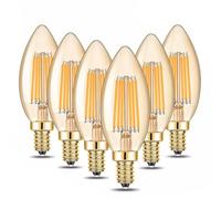 Generisch 4W 6W C35 E14 220W Bougie Blanc Chaud LED Lumières Ampoule, Vintage pour Cristal Suspension Lampe Lampadaire Lustre Veilleuse Décor,6w