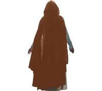 generisch Aaron Cape à capuche - Costume en toile de coton - Déguisement médiéval - Cape médiévale - Avec capuche - En coton et lin - Pour homme et femme - Gris, marron, taille unique