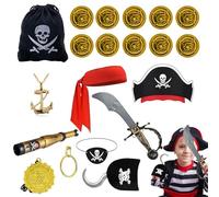 Generisch Accessoires de pirate - Kit complet de déguisement de capitaine de pirate pour le carnaval, le théâtre et Halloween