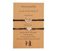 Generisch Acier Argenté Bracelet Petite Acier Bijoux ensemble maman et moi coeur correspondant bracelets de souhaits Classique Bracelet Naturelle Perles Bracelet Bracelet Anneaux (Silver, One Size)