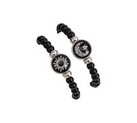 Generisch Acier Argenté Bracelet Petite Acier Bijoux Valentine's Day Beaded Bracelets Classique Bracelet Phrases Bracelet Bracelets Empilable Anneaux (Black, 16)