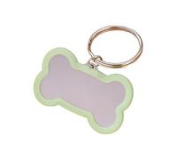 Generisch Acier inoxydable 2026, gravé, pailleté, en forme d'os, identité, double texte personnalisé, nom du chat (vert clair, 4,1 x 2,3 cm)