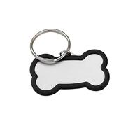 Generisch Acier inoxydable 2026 - Gravé - Paillettes - En forme d'os - Double texte personnalisé - Nom du chat - Noir - 4,1 x 2,3 cm