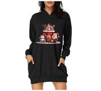 Generisch Adies Pull à Capuche Mode Décontracté Imprimé Noël Long Couleur Unie 7 Mon Compte, Noir , 3XL