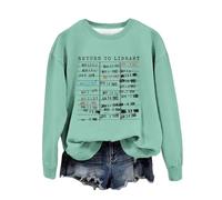 Generisch Adolescentes Filles Pantalon Livre Amoureux Sweatshirt Graphique Col Rond Lecteur, Bibliothécaire Enseignant, Pull Tops T-shirt Femme Manches Longues Décontracté, vert, M