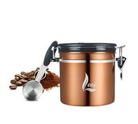 Generisch Airtight - Bidon à café - En acier inoxydable - Avec valve de CO2 - Date Tracker et Scoop - Freshness Seal Jar for Ground or Whole Bean Coffee - 1000 ml (cuivre, 1000 ml)