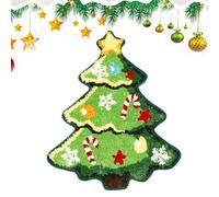 Generisch Alfombrilla De Baño Navideña - Alfombra de Baño Árbol de Navidad - Diseño Antideslizante Con Árbol Y Muñeco De Nieve - Papier peint Suave para Ducha Y Bañera