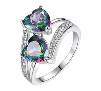 Generisch Alliage d'amour incrusté - Bague féminine en pierre précieuse populaire - Superbe bague simple - Bijoux de mode multiples, 7, Métal, Aucune pierre précieuse
