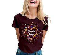 Generisch Amor Costume pour femme - Confettis - T-shirt à manches courtes en forme de cœur avec col rond - Amusant - Motif de carnaval imprimé - Coloré - 45
