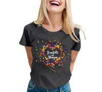 Generisch Amor Costume pour femme - Confettis - T-shirt à manches courtes en forme de cœur avec col rond - Amusant - Motif de carnaval imprimé coloré - Chemisier 25