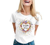 Generisch Amor Costume pour femme - Confettis - T-shirt à manches courtes en forme de cœur avec col rond - Amusant - Motif de carnaval imprimé coloré - Chemisier 111