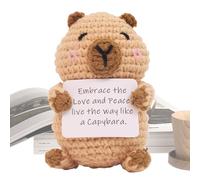 Generisch Animaux au crochet - Animaux positifs - Crochet Capybara - Peluche inspirante - Décoration douillette de motivation avec carte - Décoration pour la maison et le lieu de travail, la