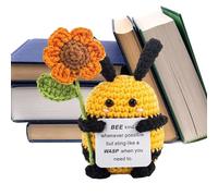 Generisch Animaux au crochet motivants comme doudou, mignonne inspirante faite à la main, en peluche abeille, avec message de construction, pour collègues, amis, hommes, enseignants, maman