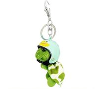 Generisch Aninu Porte-clés tortue en peluche et suivi GPS en direct - Mini porte-clés mignon avec pendentif en forme de tortue avec casque, mignon, vert, Casque Smiley, S
