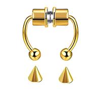 Generisch Anneau de nez de chien sec en acier 316L - Pour peau sensible - Doré - Taille unique