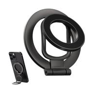 Generisch Anneau magnétique pour téléphone - Support de téléphone pliable à double aimant - Support de smartphone à 360° - Pour voiture, bureau, entraînement, voyage, support universel portable pour