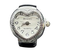 Generisch Anneaux tringle à rideau le temps à dire anneau de montre, anneau rond épais, bague réglable en argent, bijoux de montre à la mode, chemisier à rayures pour femme, taille unique, Métal, Pas