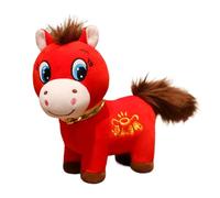 Generisch Année du cheval - Mascotte du printemps 2026 - Costume de tang rouge - 20 cm - En coton doux - Traditionnel - Pour le Nouvel An lunaire, la maison, le salon