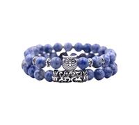 Generisch Argent Bracelet Naturelle Choix Inoxydable Bijoux hibou en naturelle, volcanique, broche rouge E, Bracelet de Couple polyvalent Bleu Message Plusieurs Inoxydable Bijoux (M, One Size)